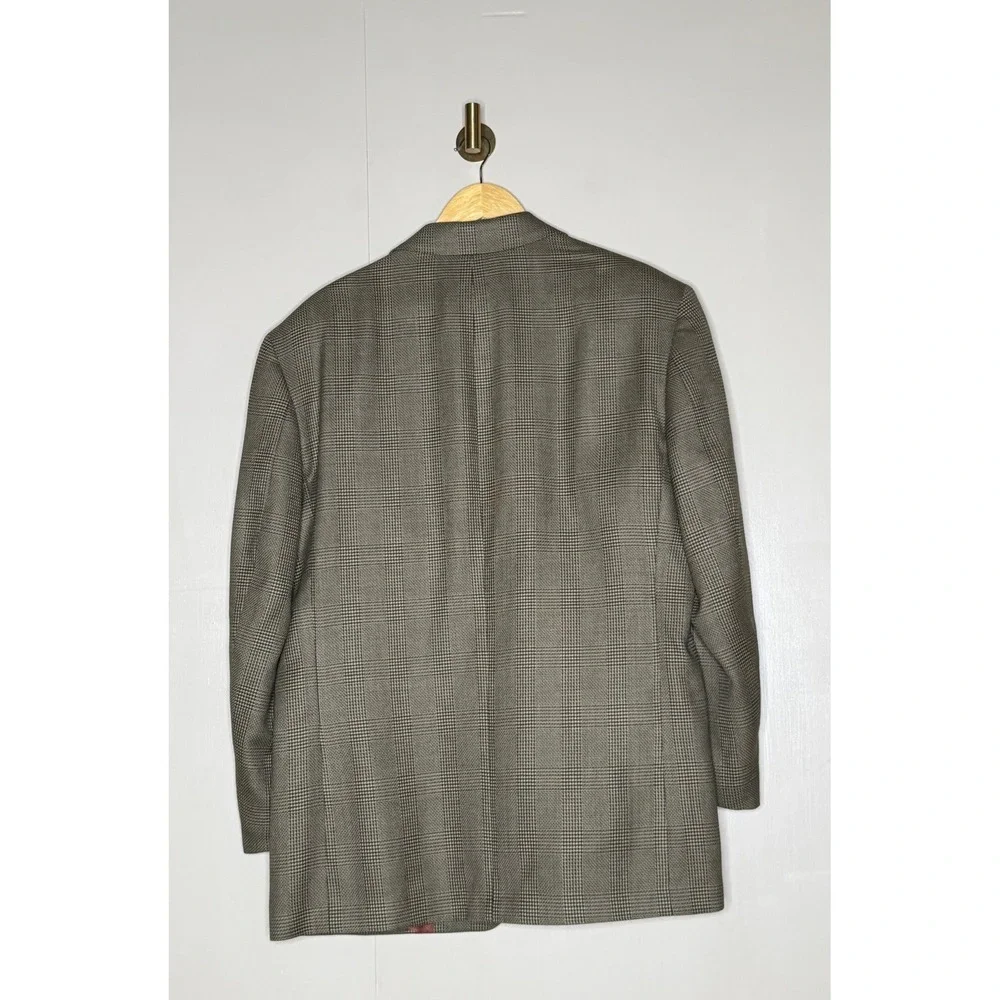 Pure Wool Glen Plaid Sport Coat Christian Aujard 42R Brown Classic Blazer
